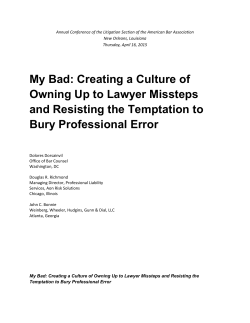 My Bad: Creating a Culture of Owning Up to Lawyer Missteps and