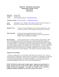 Math E-6: Quantitative Reasoning Mathematics and the Greeks