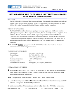 INSTALLATION AND OPERATING INSTRUCTIONS MODEL 1932