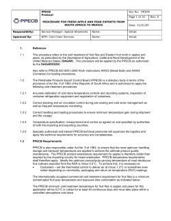 procedure for fresh apple and pear exports from south