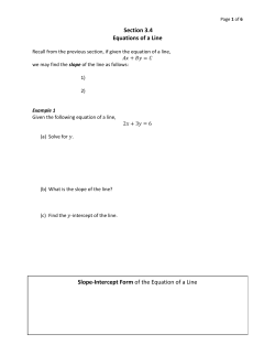 Section 3.4 Equations of a Line Slope