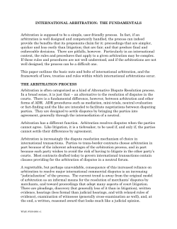 INTERNATIONAL ARBITRATION: