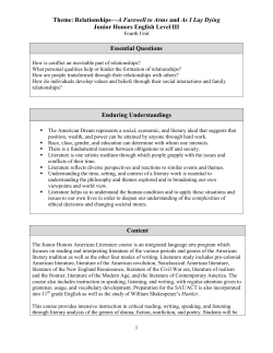 Theme: Relationships&mdash;A Farewell to Arms and As I Lay Dying