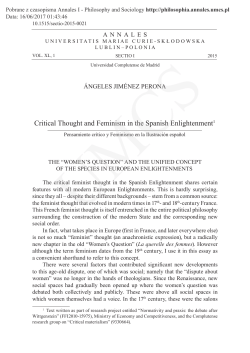 critical Thought and Feminism in the spanish enlightenment1