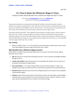 It`s Time to Raise the Minimum Wage in Texas