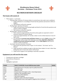 8CE FRENCH REVISION CHECKLIST Westbourne House School