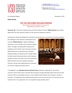 The VSO Welcomes William Rowson as new Assistant Conductor