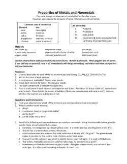 Properties of Metals and Nonmetals