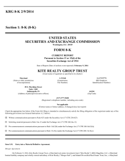 KRG 8-K 2/9/2014 Section 1: 8-K