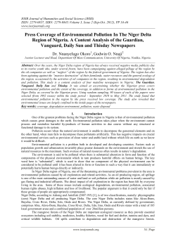 Press Coverage of Environmental Pollution In The Niger Delta