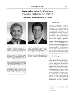 Preemption under the Consumer Financial Protection Act of 2010
