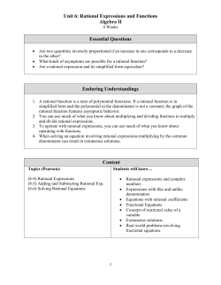 Unit 6: Rational Expressions and Functions Algebra II Essential