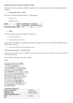 FORMING AND USING THE PAST PERFECT TENSE