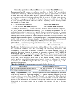 Processing Spanish ser and estar: Discourse and Gender