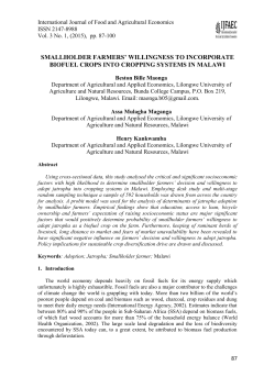 smallholder farmers` willingness to incorporate biofuel crops into