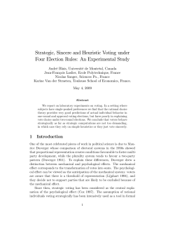 Strategic, Sincere and Heuristic Voting under Four Election Rules