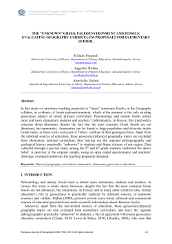 THE “UNKNOWN” GREEK PALEOENVIRONMENT AND FOSSILS