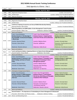 2012 NGMA Annual Grants Training Conference Daily Agenda at a