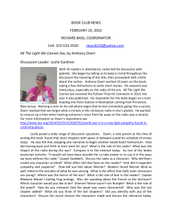 BOOK CLUB NEWS FEBRUARY 19, 2016 RICHARD BASS