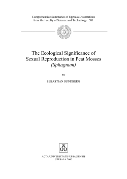 The Ecology of Sexual Reproduction in Sphagnum