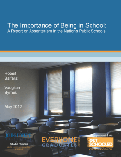 A Report on Absenteeism in the Nation`s Public Schools