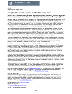Shoreline Press Release – Wine Tasting Series