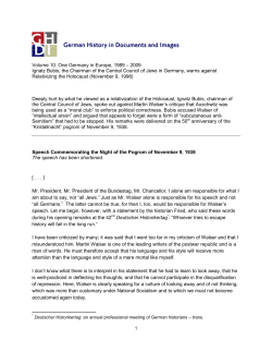 Speech commemorating the night of the pogrom of November 9, 1938