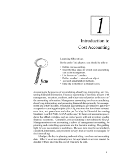 Introduction to Cost Accounting