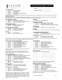 BA in International Studies &ndash; 2014-2015 Name