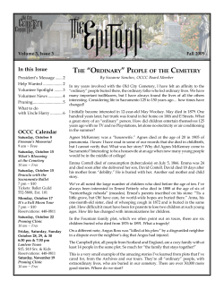 In this Issue OCCC Calendar THE “ORDINARY” PEOPLE OF THE