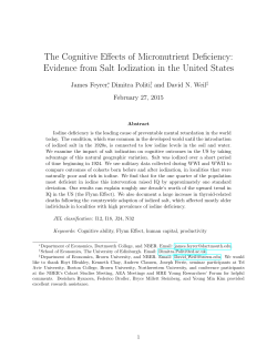 The Cognitive Effects of Micronutrient Deficiency