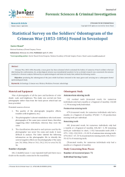 Statistical Survey on the Soldiers` Odontogram of the Crimean War