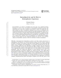 Intersubjectivity and Its Role in Schizophrenic Experience