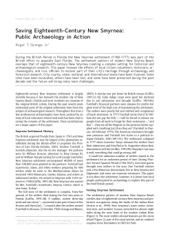 Saving Eighteenth-Century New Smyrnea: Public