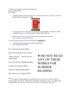 do not read any of these works for summer reading
