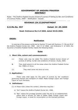 Andhra Pradesh Excise (Grant of Licence of Right of Selling by Bar
