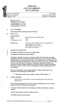 MINUTES CITY OF GRIDLEY CITY COUNCIL