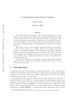 Commutative Stochastic Games arXiv:1604.06329v1 [math.OC] 21