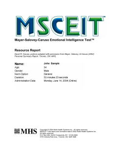 Mayer-Salovey-Caruso Emotional Intelligence Test&trade; Resource