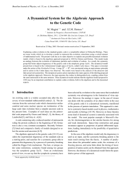 A Dynamical System for the Algebraic Approach to the Genetic Code