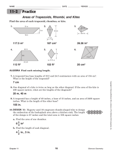 Areas of Trapezoids, Rhombi, and Kites