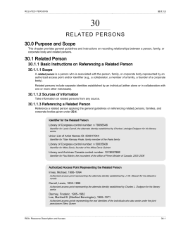 RDA: Resource Description and Access: Chapter: 30: Related Persons