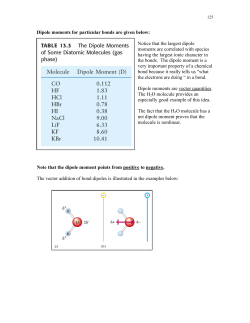 Dipole moments for particular bonds are given below: Notice that the