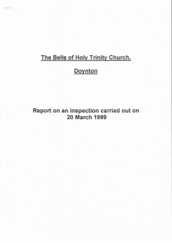 The Bells of Holv Trinitv Church. Report on an inspection carried out
