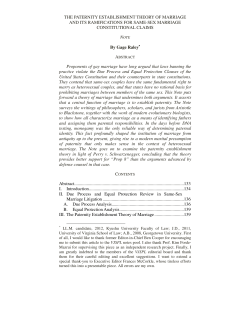 THE PATERNITY ESTABLISHMENT THEORY OF MARRIAGE AND