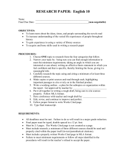 RESEARCH PAPER: English 10
