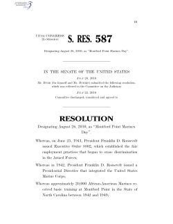 S. RES. 587 - Montford Point Marine Association