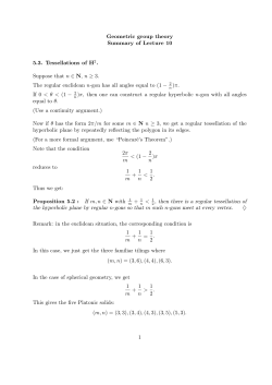 Geometric group theory Summary of Lecture 10 5.3. Tessellations of
