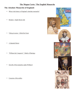 The Magna Carta / The English Monarchs The Absolute Monarchs of