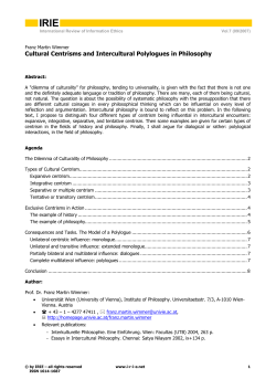 Cultural Centrisms and Intercultural Polylogues in Philosophy